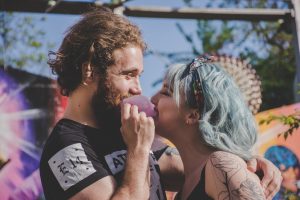 couple eating candyfloss